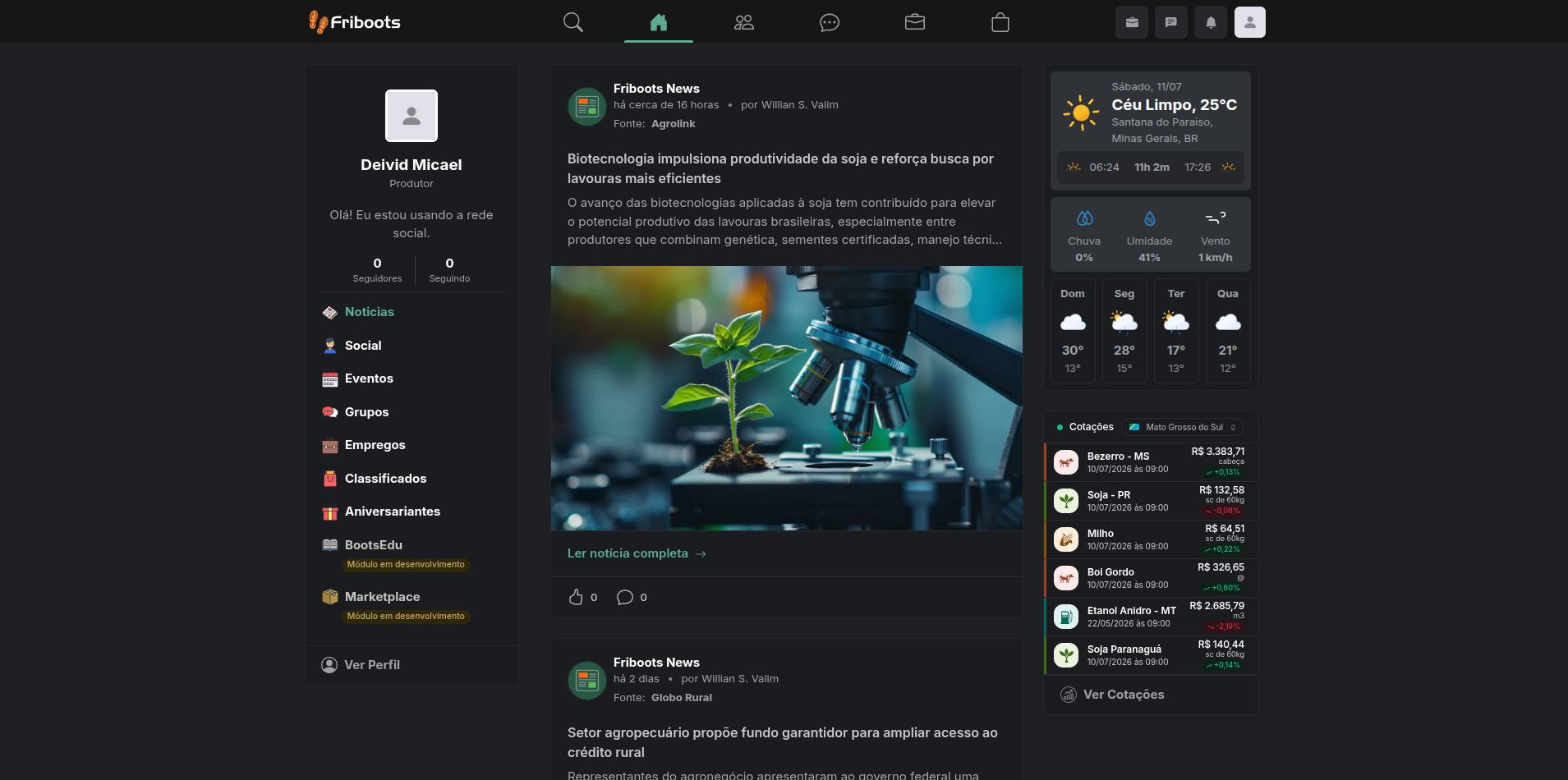Prévia de Friboots — Plataforma Social B2C